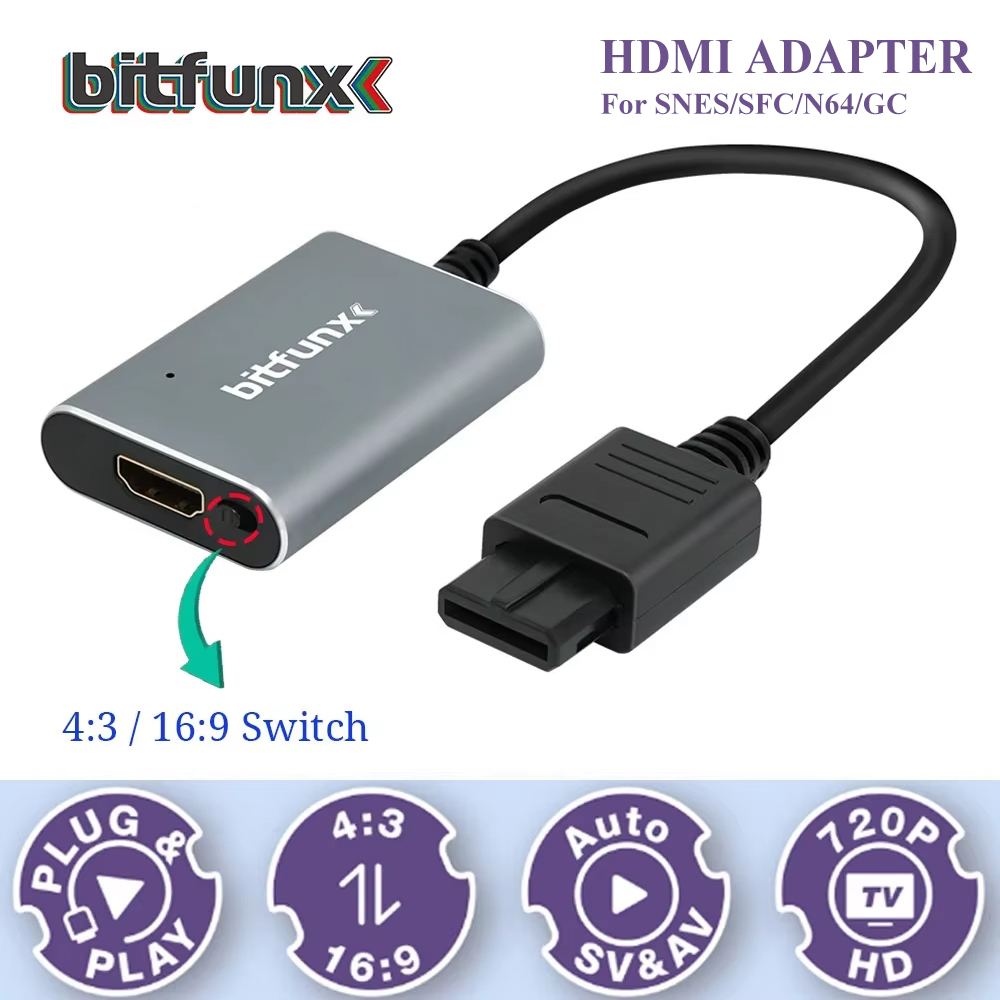 Retro Gaming Design - Bitfunx 720P Adattatore Svideo/AV a HDMI,