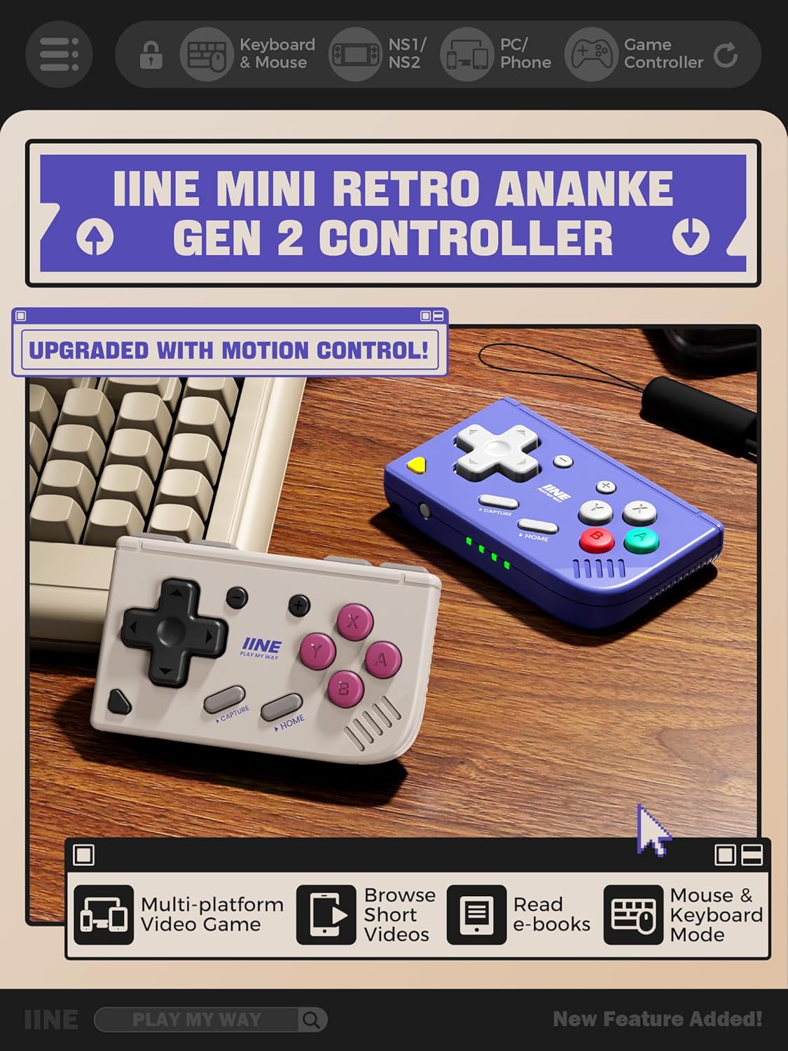 Retro Gaming Keychain - Mini Controller di Gioco Retrò, Controller