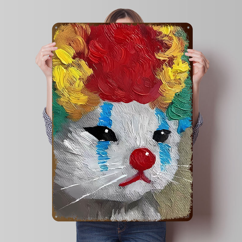Retro Gaming Gadgets - Triste Clown Cat Painting Poster in