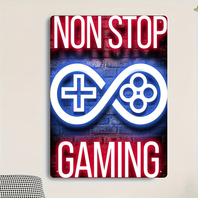 Retro Gaming Cafe - Targa Decorativa da Parete in Metallo