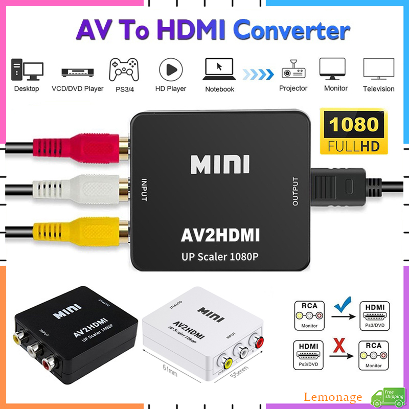 Retro Gaming With Projector - Convertitore AV RCA a HDMI 1080P