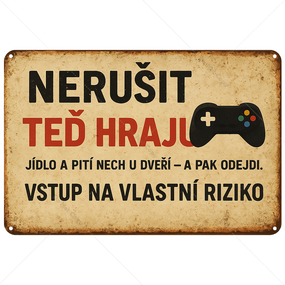 Retro Gaming Cafe - Targa in ferro retrò ceca/slovacca con