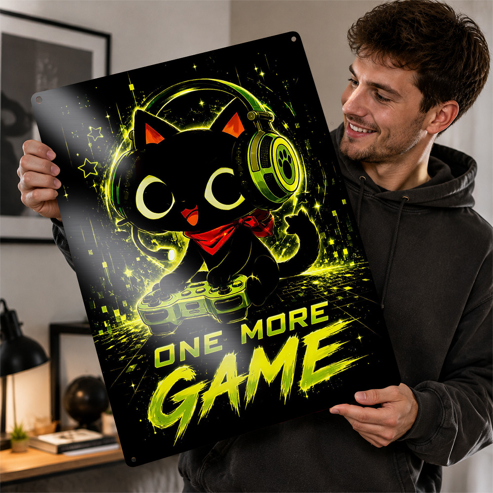 Poster in Metallo Gatto Gamer  - Retro Gaming Cafe recensione e prezzo
