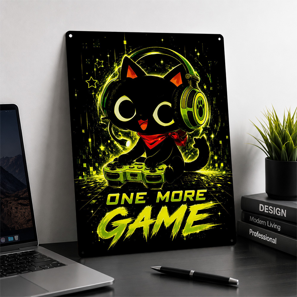 Poster in Metallo Gatto Gamer  - Retro Gaming Cafe recensione e prezzo