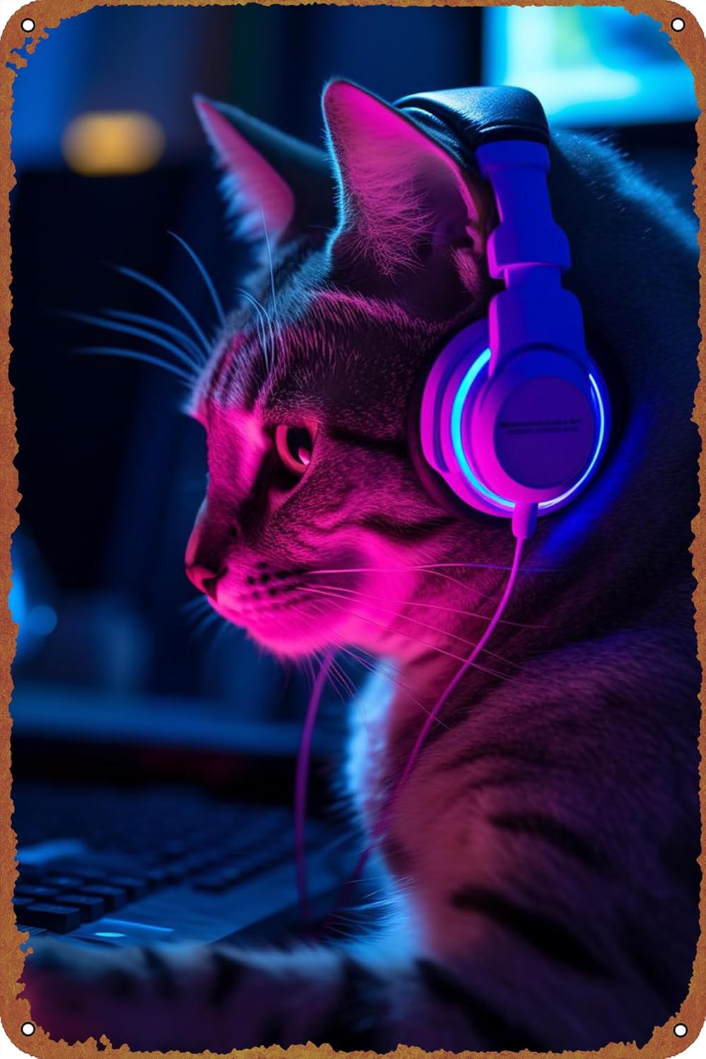 Poster in Metallo con Gatto Ga - Retro Gaming Cafe recensione e prezzo